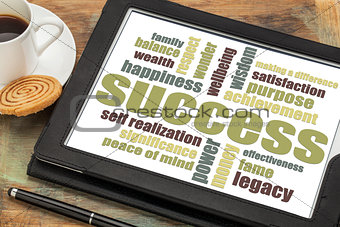 success word cloud on tablet