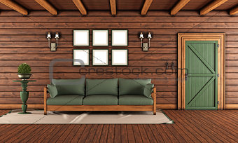 Living room of a wooden house 
