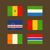 Flags of Senegal, Cape Verde, Ivory Coast, Sierra Leone, Guinea and Gambia