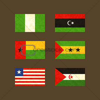 Flags of Nigeria, Libya, Guinea-Bissau, Sao Tome and Pri­ncipe, Liberia and Western Sahara
