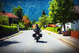 Motorcyclist touring along Austria