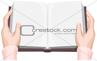 Female hands holding an open book