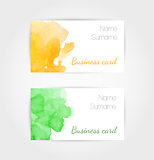 Set of watercolor vector business cards template