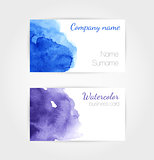 Set of watercolor vector business cards template