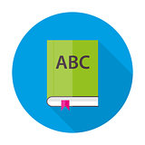 English ABC book flat circle icon