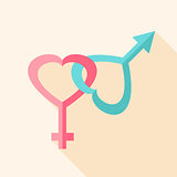 Gender hearts signs