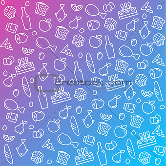 pattern icons line, outline food and products in flat style vector illustration