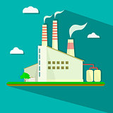 Illustration of industrial power plant in flat style.