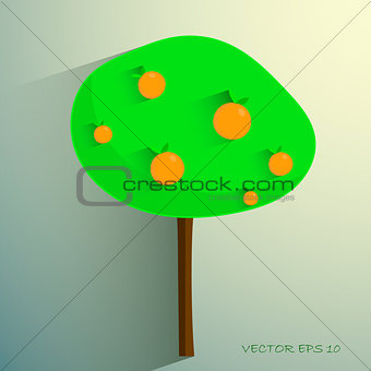 simple stylized orange tree on light background
