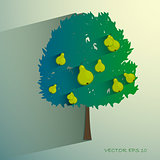 vector pear tree isolated on light background