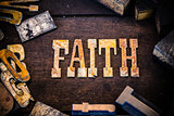Faith Concept Wood and Rusted Metal Letters