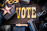 Vote Concept Wood and Rusted Metal Letters