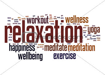 Relaxation word cloud with white background