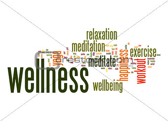 Wellness word cloud with white background