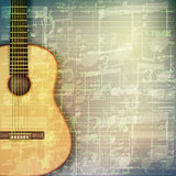 abstract grunge music background with acoustic guitar