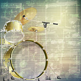 abstract grunge music background with drum kit
