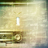 abstract grunge music background with retro radio