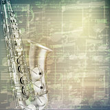 abstract grunge music background with saxophone