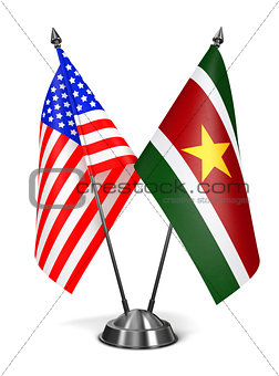 USA and Suriname - Miniature Flags.