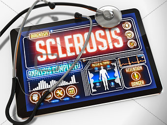 Sclerosis on the Display of Medical Tablet.