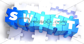 SWIFT - White Word on Blue Puzzles. 