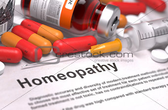 Homeopathy - Medical Concept. 3D Render.