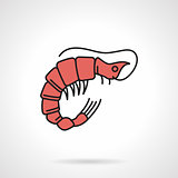 Red shrimp flat vector icon
