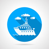 Flat round vector icon for steamboat