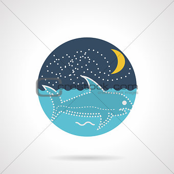 Flat round vector icon for seascape