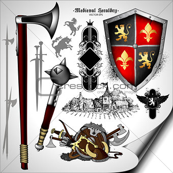 set of heraldic elements