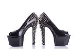 Black high heel shoes with spikes and studs 