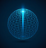 Abstract blue outline globe sphere background