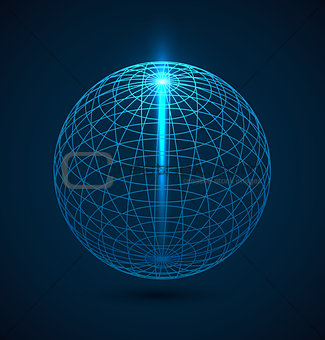 Abstract blue outline globe sphere background