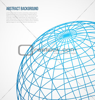 Abstract globe sphere from blue lines on white background