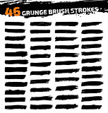 Set of black different grunge brush strokes