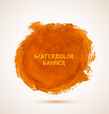 Abstract circle orange watercolor hand-drawn banner
