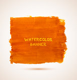 Abstract rectangle orange watercolor hand-drawn banner