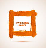 Abstract orange watercolor hand-drawn banner