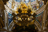 Gold chandelier in the old church