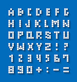 Flat pixel font with shadow effect.