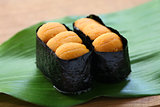 sea urchin roe, japanese sushi, uni gunkanmaki