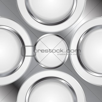 Abstract background with silver metal circles