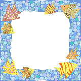 Frame with colorful cartoon fishes