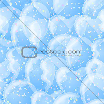 Balloon seamless background, white and blue