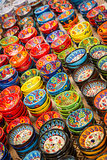 Hand Painted Turkish Bowls on Table at the Market