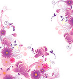 Floral background with pink and violet flowers