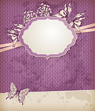 Vintage background with label and flowers