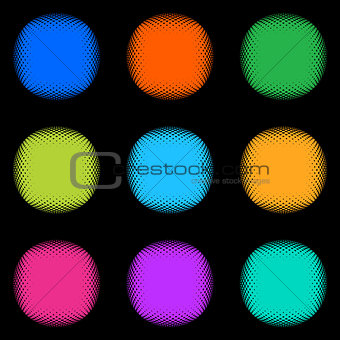 Colorful halftone buttons