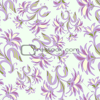 Ornate seamless pattern with abstract flowers.