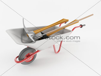 wheelbarrow with tools
